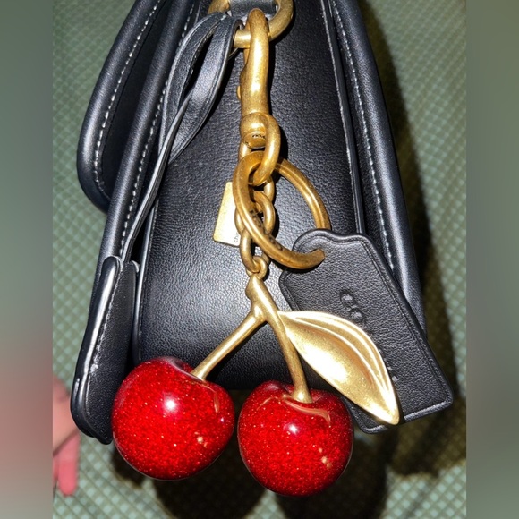 Coach Black Quilted Studio Nappa Leather Shoulder Bag & Cherry Charm - Picture 8 of 11